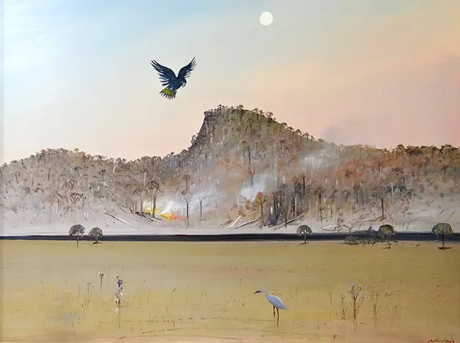 Pulpit Rock with Fire and Black Cockatoo, c. 1985 | International Art ...